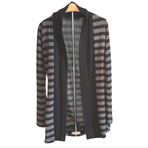 Majora Black & Grey Striped Cardigan Size M Excellent Condition - Picture 1 of 6